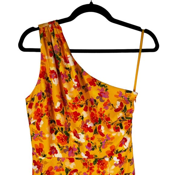 Alexia Admor New Fay Floral One Shoulder Midi Fit and Flare Dress Yellow Size 2 - Picture 6 of 15